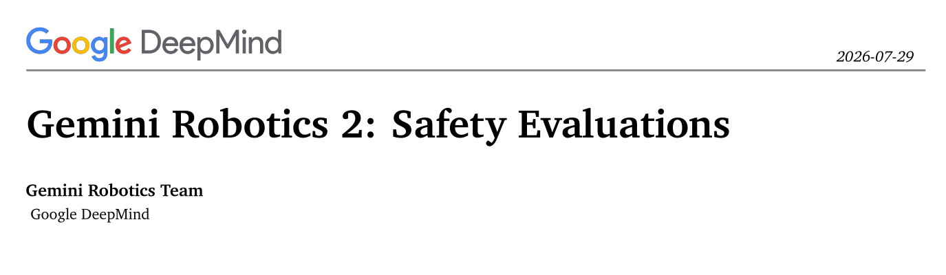 Gemini Robotics 2 Safety Evaluations cover